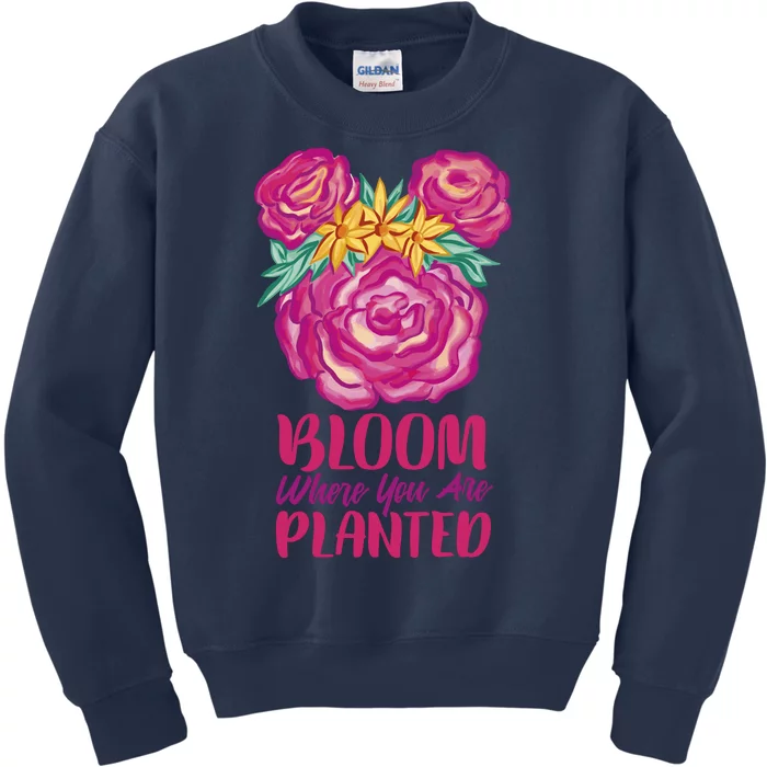 Bloom Where You Are Planted Floral Kids Sweatshirt