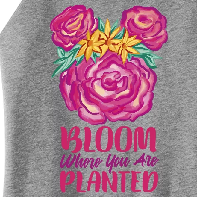 Bloom Where You Are Planted Floral Women’s Perfect Tri Rocker Tank