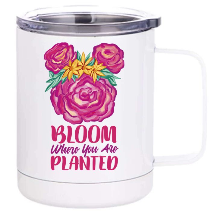 Bloom Where You Are Planted Floral Front & Back 12oz Stainless Steel Tumbler Cup