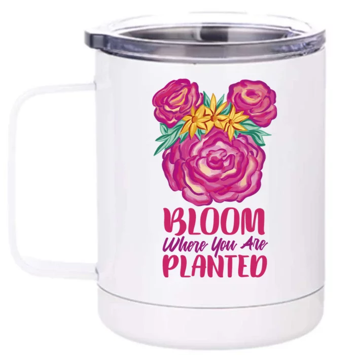 Bloom Where You Are Planted Floral Front & Back 12oz Stainless Steel Tumbler Cup