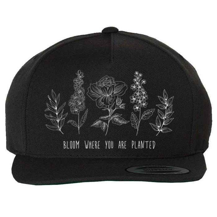 Bloom Where You Are Planted Grow Flower Plants Wool Snapback Cap