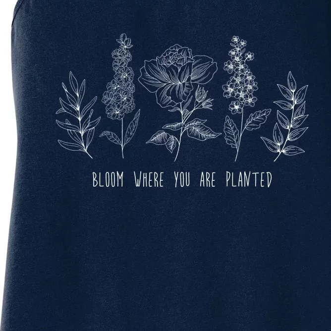 Bloom Where You Are Planted Grow Flower Plants Women's Racerback Tank