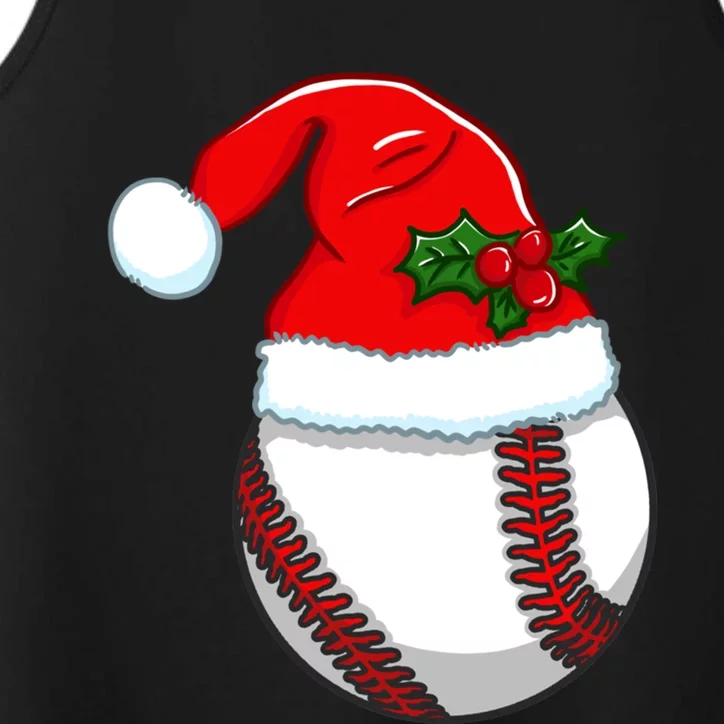 Baseball Xmas Baseball Ball Santa Hat Cool Gift Performance Tank