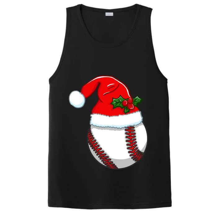 Baseball Xmas Baseball Ball Santa Hat Cool Gift Performance Tank