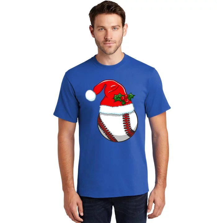 Baseball Xmas Baseball Ball Santa Hat Cool Gift Tall T-Shirt