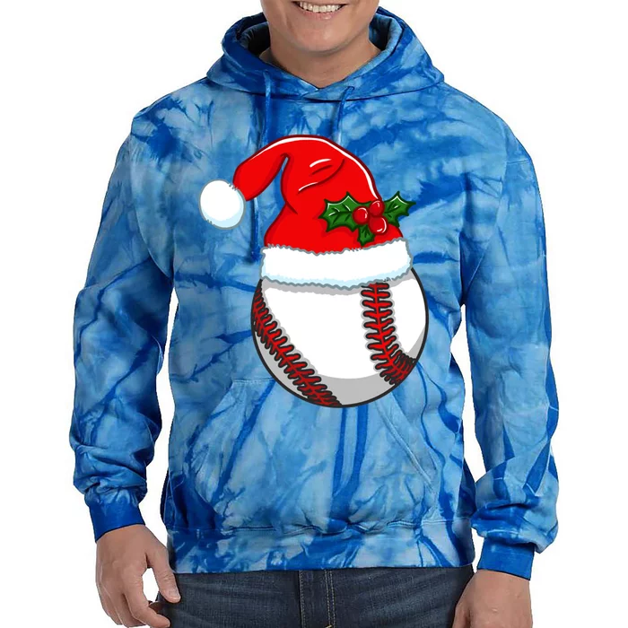 Baseball Xmas Baseball Ball Santa Hat Cool Gift Tie Dye Hoodie