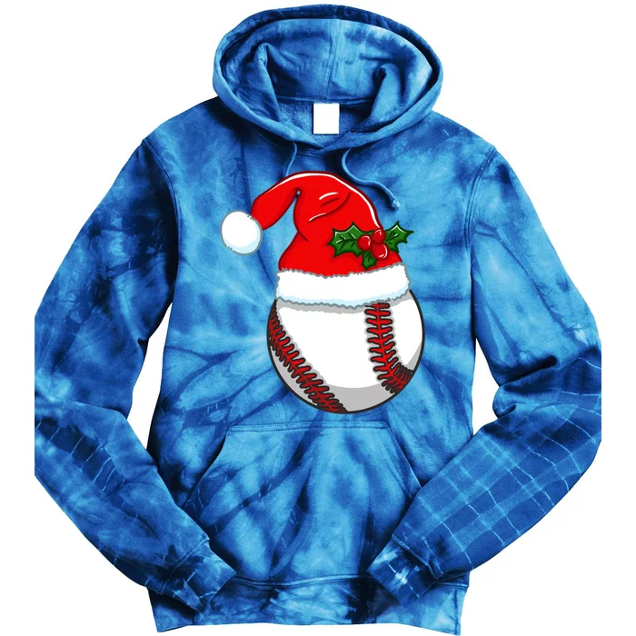 Baseball Xmas Baseball Ball Santa Hat Cool Gift Tie Dye Hoodie