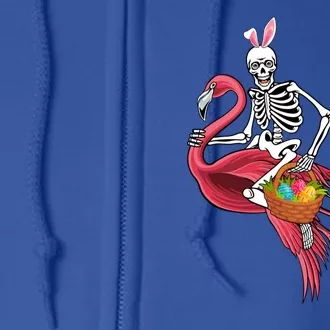 Bunny Xgreat Giftray Skeleton Riding Flamingo With Easter Eggs Basket Gift Full Zip Hoodie