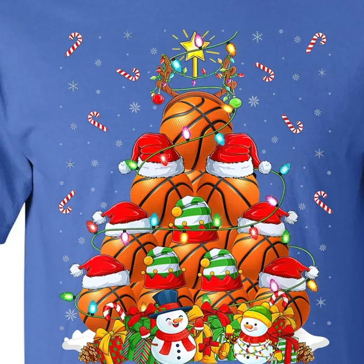 Basketball Xmas Lighting Tree Santa Basketball Christmas Meaningful Gift Tall T-Shirt