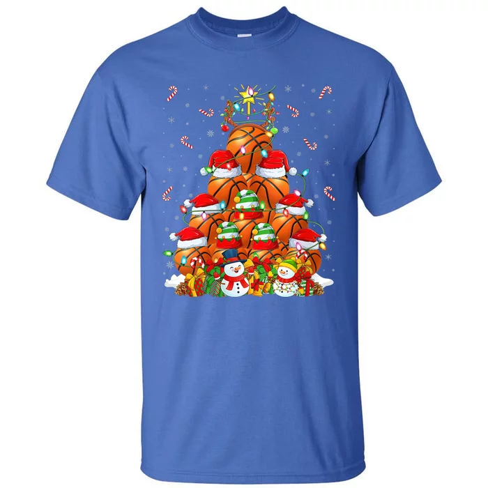 Basketball Xmas Lighting Tree Santa Basketball Christmas Meaningful Gift Tall T-Shirt