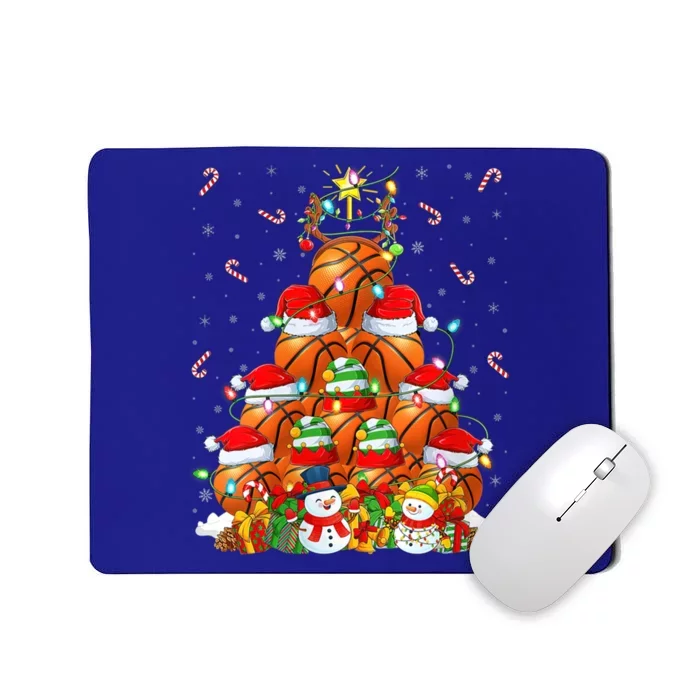 Basketball Xmas Lighting Tree Santa Basketball Christmas Meaningful Gift Mousepad