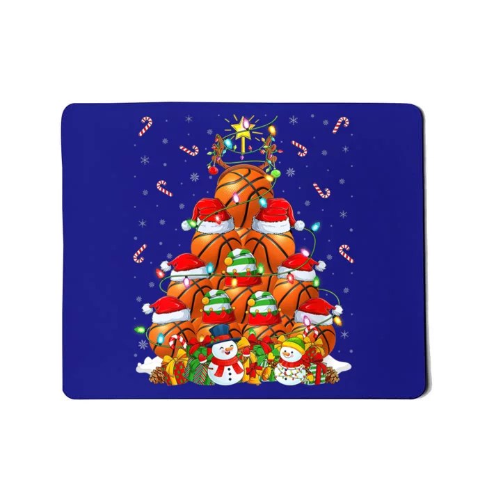 Basketball Xmas Lighting Tree Santa Basketball Christmas Meaningful Gift Mousepad