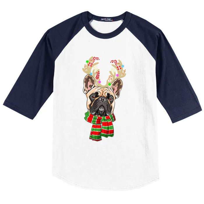 Bulldog Xmas Lighting Holiday Santa Bulldog Christmas Cute Gift Baseball Sleeve Shirt