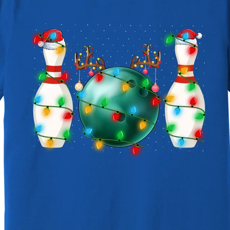 Bowling Xmas Lighting Santa Hat Bowling Christmas Meaningful Gift Premium T-Shirt