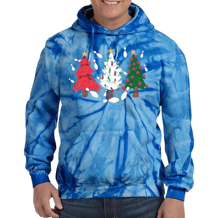 Bowling Xmas Lighting Santa Bowling Christmas Tree Great Gift Tie Dye Hoodie