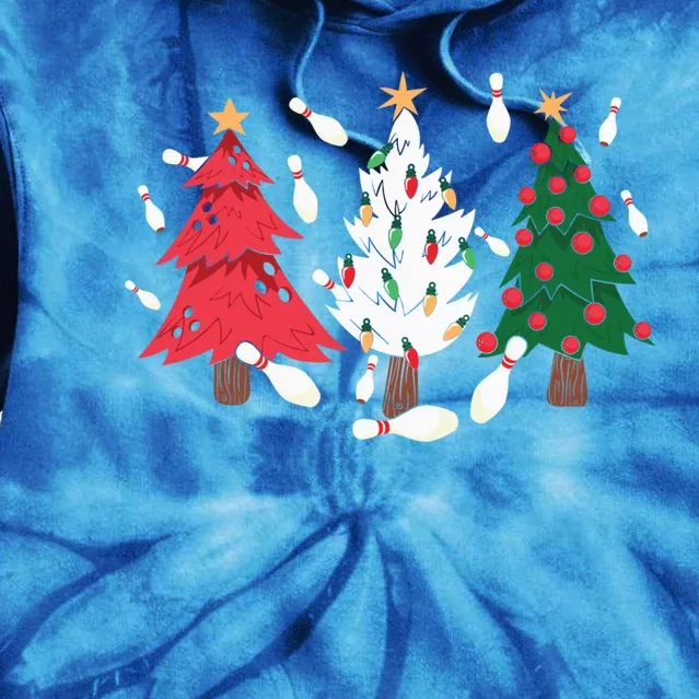 Bowling Xmas Lighting Santa Bowling Christmas Tree Great Gift Tie Dye Hoodie