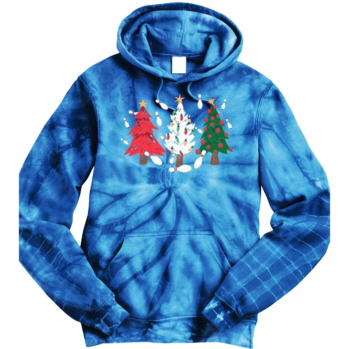 Bowling Xmas Lighting Santa Bowling Christmas Tree Great Gift Tie Dye Hoodie