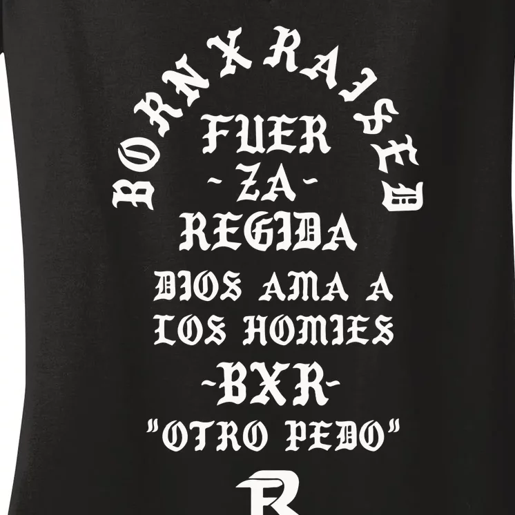 Born X Raised Fuerza Regida Memorial New Women's V-Neck T-Shirt