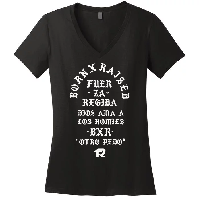 Born X Raised Fuerza Regida Memorial New Women's V-Neck T-Shirt