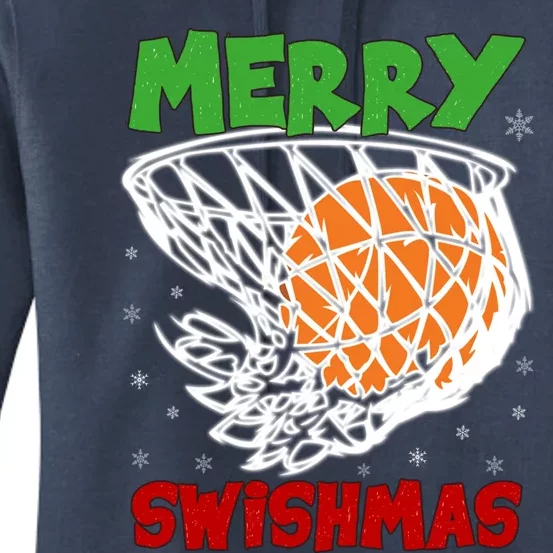 Basketball Xmas Santa Merry Swishmas Basketball Christmas Gift Women's Pullover Hoodie