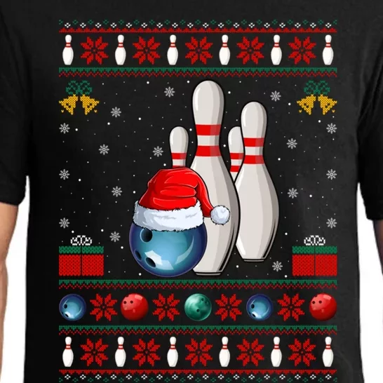 Bowling Xmas Sweater Ugly Santa Bowling Christmas Gift Pajama Set