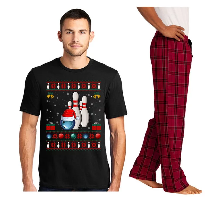 Bowling Xmas Sweater Ugly Santa Bowling Christmas Gift Pajama Set