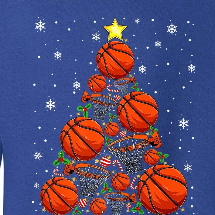 Basketball Xmas Tree Lights Santa Basketball Christmas Funny Toddler Sweatshirt