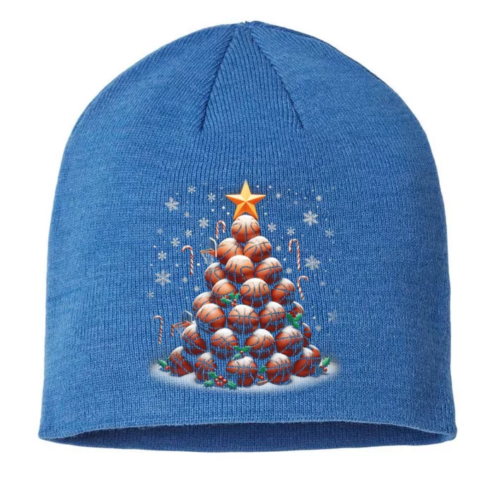 Basketball Xmas Tree Lights Santa Basketball Christmas Funny Gift 8 1/2in Sustainable Knit Beanie