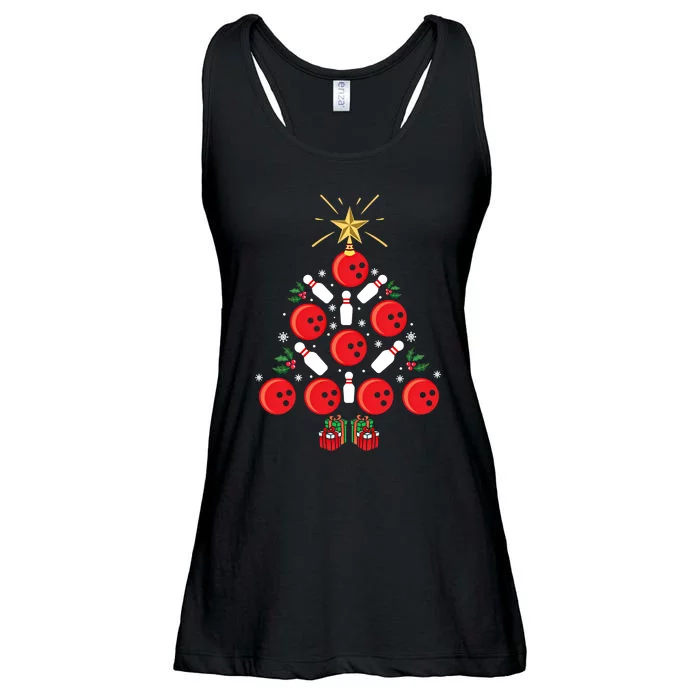 Bowling Xmas Tree Funny Holiday Gift Bowling Lover Christmas Cute Gift Ladies Essential Flowy Tank