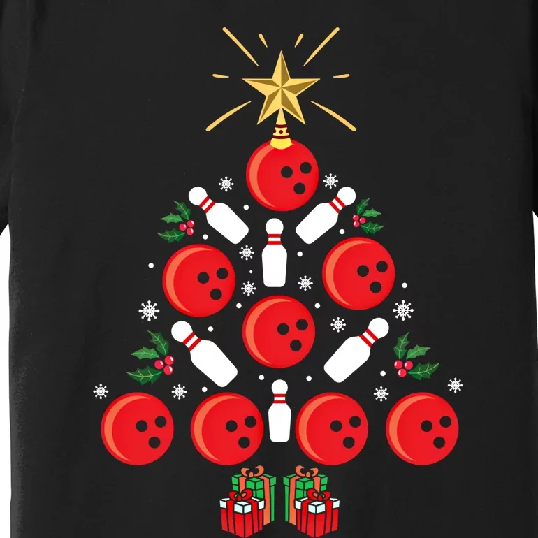 Bowling Xmas Tree Funny Holiday Gift Bowling Lover Christmas Cute Gift Premium T-Shirt