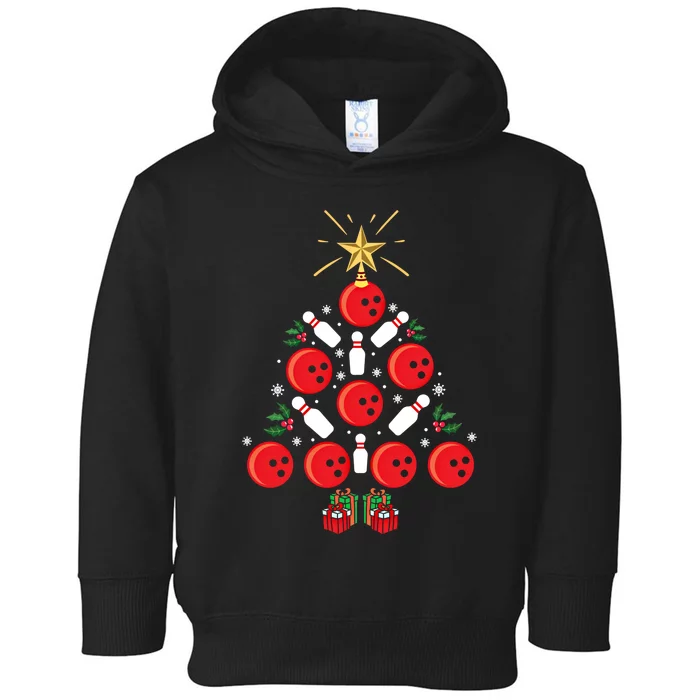 Bowling Xmas Tree Funny Holiday Gift Bowling Lover Christmas Cute Gift Toddler Hoodie