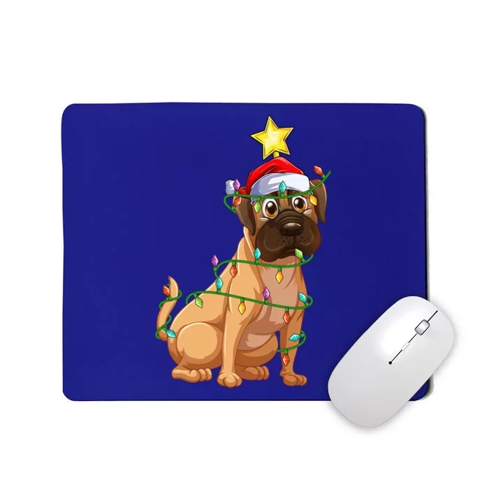 Bulldog Xmas Tree Lighting Santa Bulldog Christmas Gift Mousepad