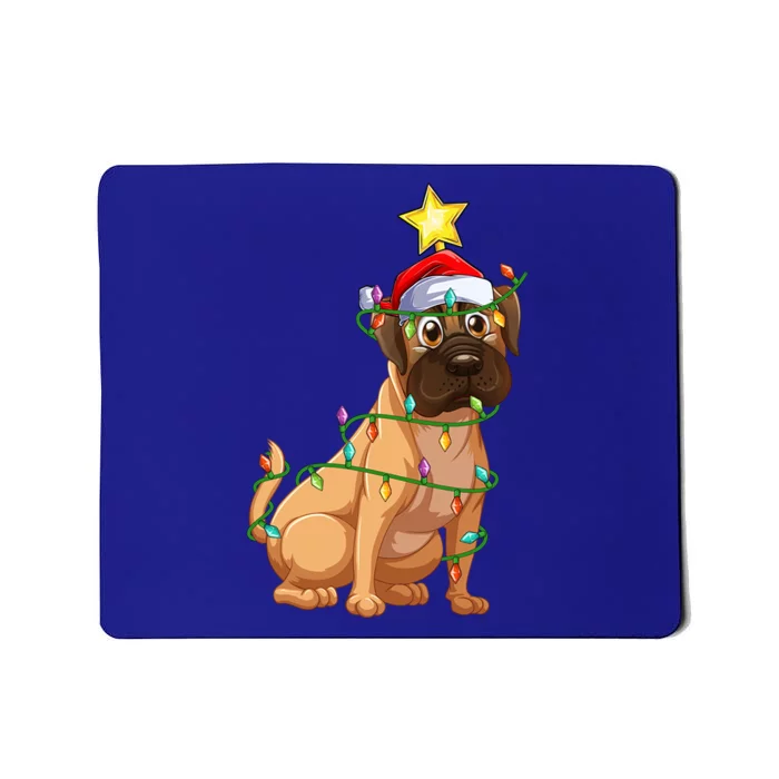 Bulldog Xmas Tree Lighting Santa Bulldog Christmas Gift Mousepad