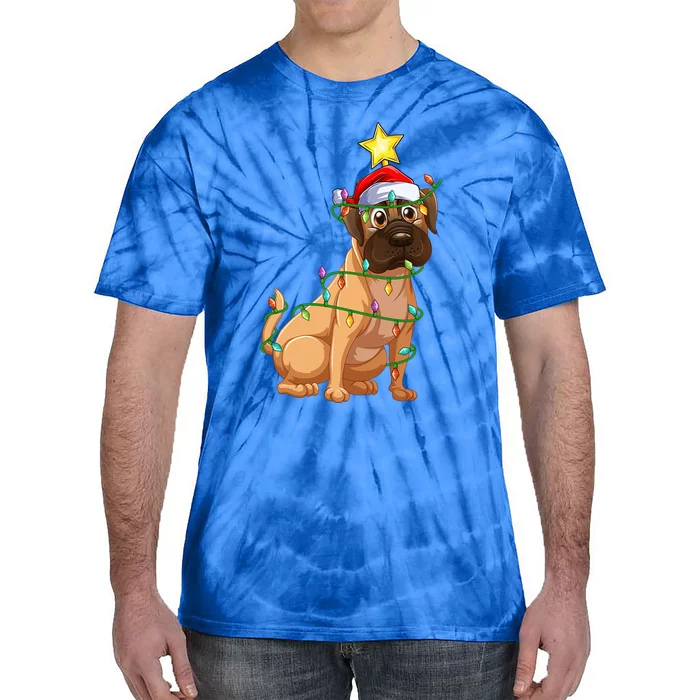 Bulldog Xmas Tree Lighting Santa Bulldog Christmas Gift Tie-Dye T-Shirt