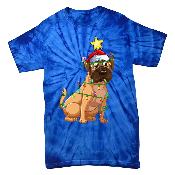 Bulldog Xmas Tree Lighting Santa Bulldog Christmas Gift Tie-Dye T-Shirt