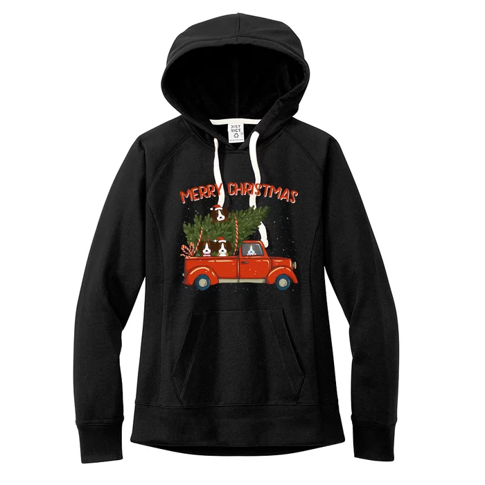 Beagle Xmas Vintage Red Pickup Retro Truck Gift Women's Fleece Hoodie