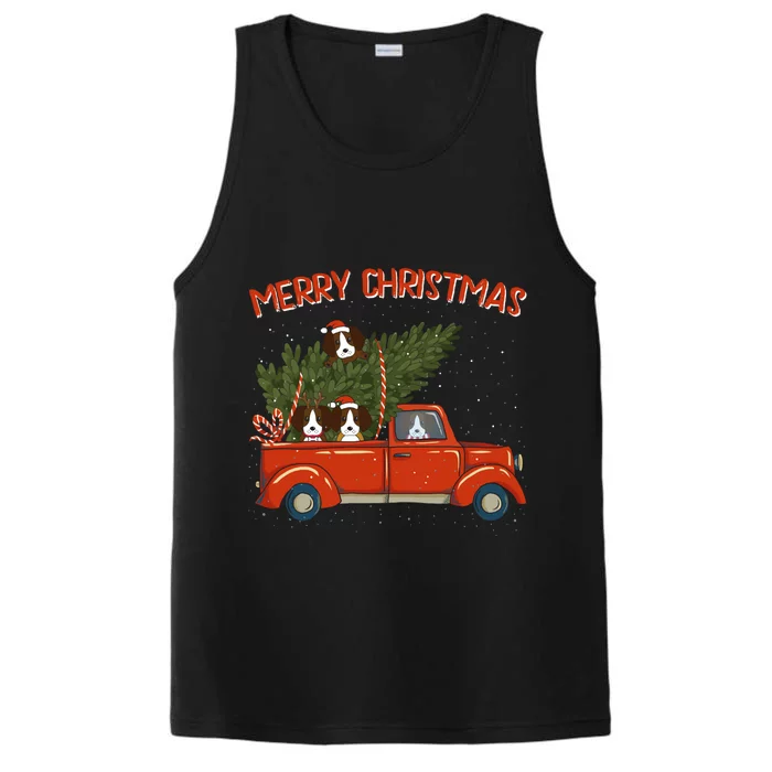 Beagle Xmas Vintage Red Pickup Retro Truck Gift Performance Tank