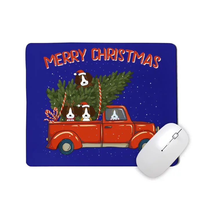 Beagle Xmas Vintage Red Pickup Retro Truck Gift Mousepad