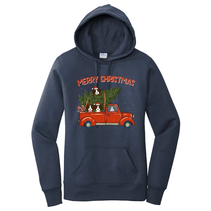 Beagle Xmas Vintage Red Pickup Retro Truck Gift Women's Pullover Hoodie