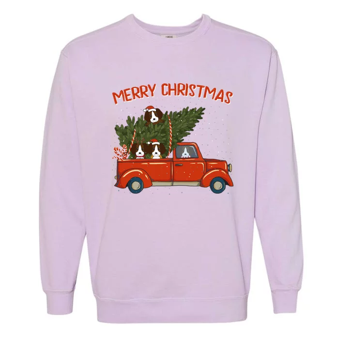 Beagle Xmas Vintage Red Pickup Retro Truck Gift Garment-Dyed Sweatshirt