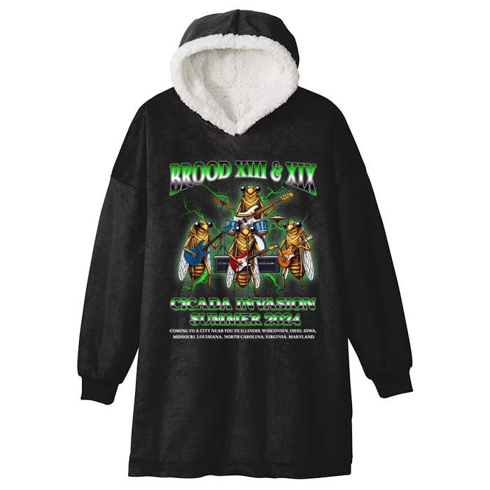 Brood Xix Xiii Cicada Invasion Summer 2024 Cicada 80s Band Hooded Wearable Blanket