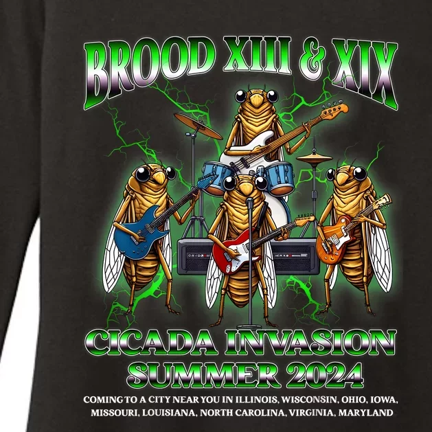 Brood Xix Xiii Cicada Invasion Summer 2024 Cicada 80s Band Womens CVC Long Sleeve Shirt