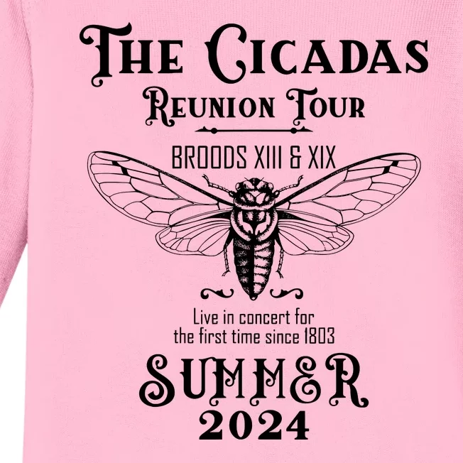 Brood Xix Xiii Cicada Invasion Summer 2024 Cicada 80s Band Baby Long Sleeve Bodysuit