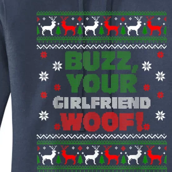 Buzz Xmas Your Girlfriend Woof! Ugly Christmas Sweater Women's Pullover Hoodie