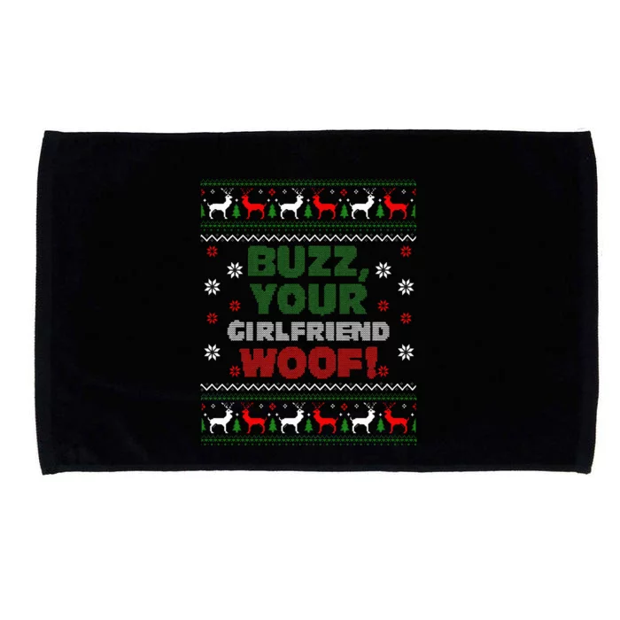 Buzz Xmas Your Girlfriend Woof! Ugly Christmas Sweater Microfiber Hand Towel