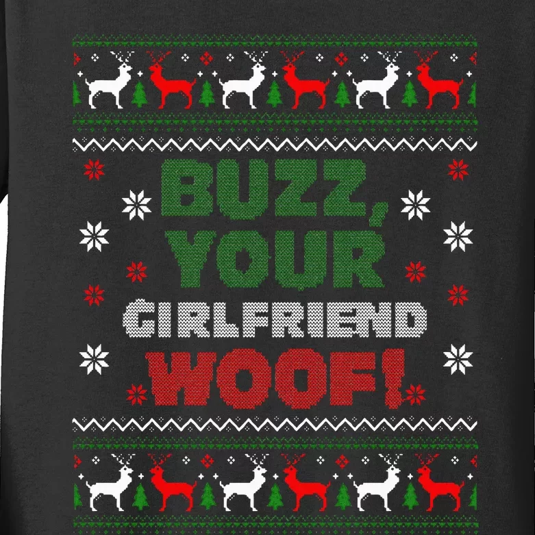 Buzz Xmas Your Girlfriend Woof! Ugly Christmas Sweater Kids Long Sleeve Shirt