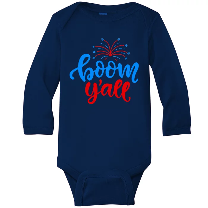 Boom Yall 4th Of July Firework Festive Baby Long Sleeve Bodysuit