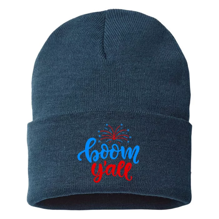 Boom Yall 4th Of July Firework Festive Sustainable Knit Beanie