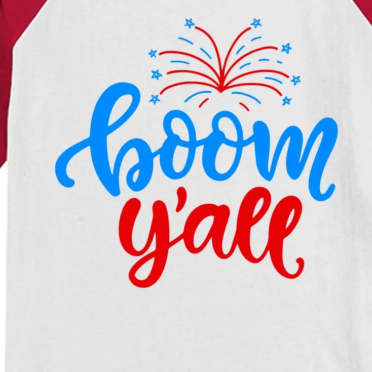 Boom Yall 4th Of July Firework Festive Kids Colorblock Raglan Jersey