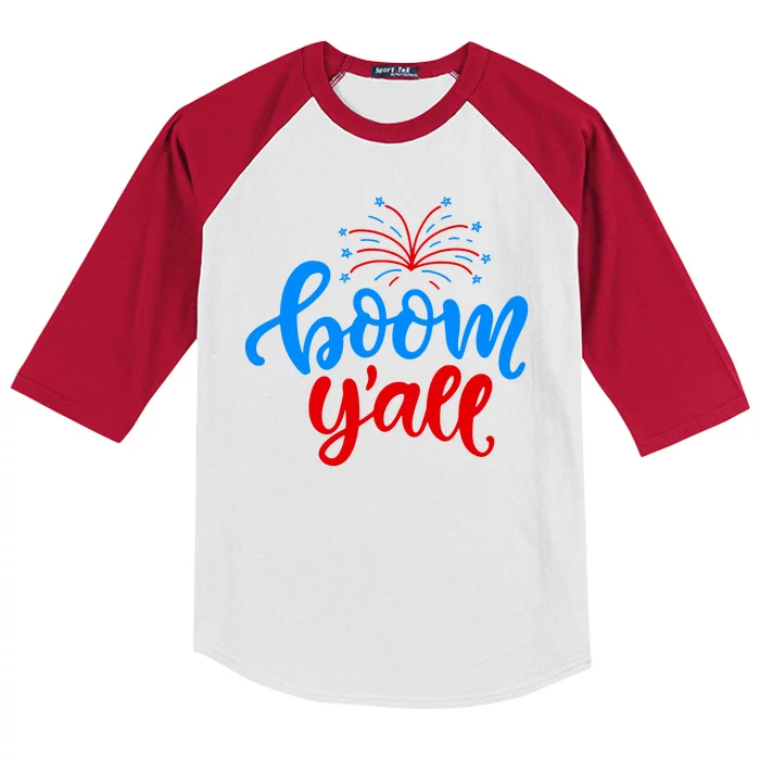 Boom Yall 4th Of July Firework Festive Kids Colorblock Raglan Jersey